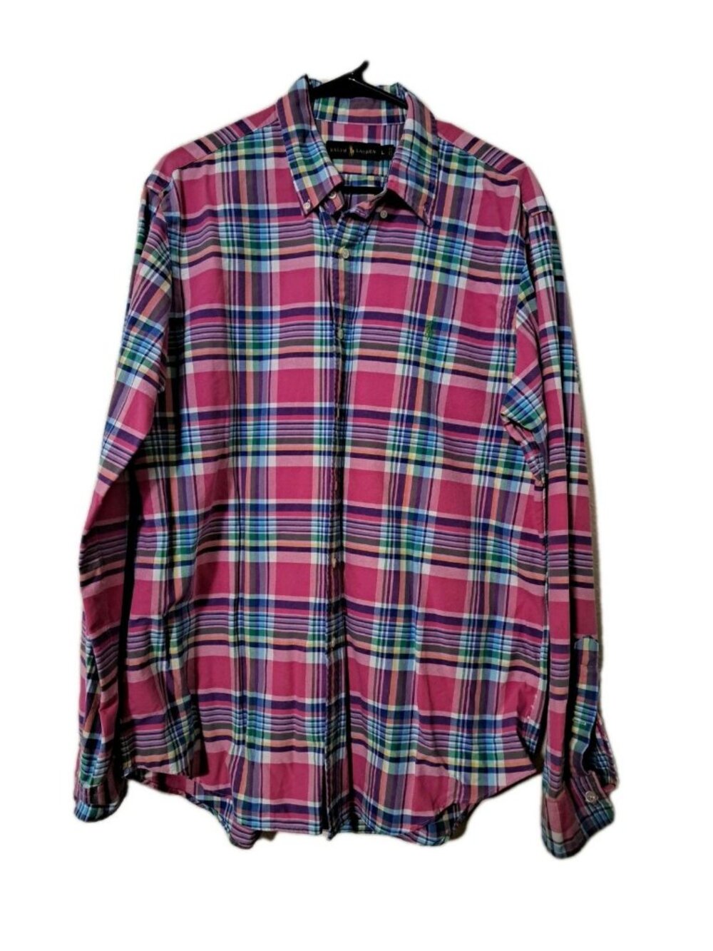 Ralph Lauren Mens Large Pink Plaid Button Down Shirt Long Sleeve NWOT